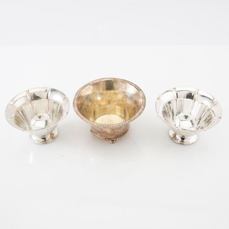 Bowls/bowl on foot, 3 pcs, silver, GAB Stockholm, 1920s/30s.