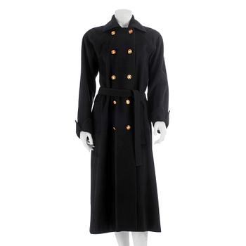 493. CÉLINE, a black cashmere and wool coat.