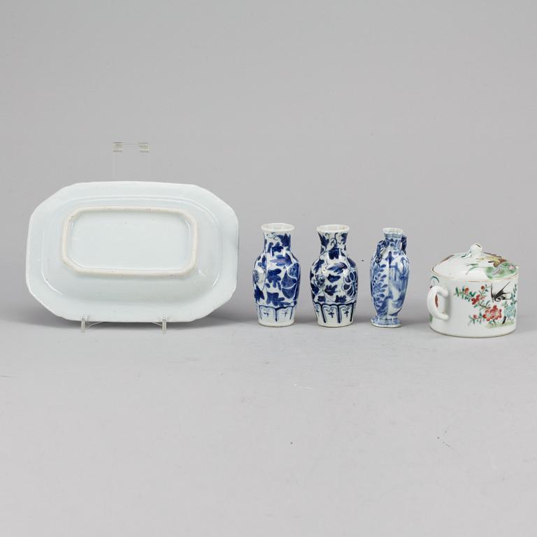 PARTI PORSLIN, 5 delar, Kina, Qing-dynastin 1644-1912.