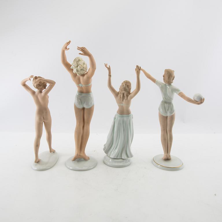 Figuriner 4 st Wallendorf Tyskland 1900-talets mitt porslin.