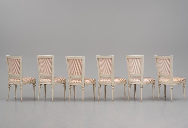 A set of six late Gustavian chairs, late 18th century.