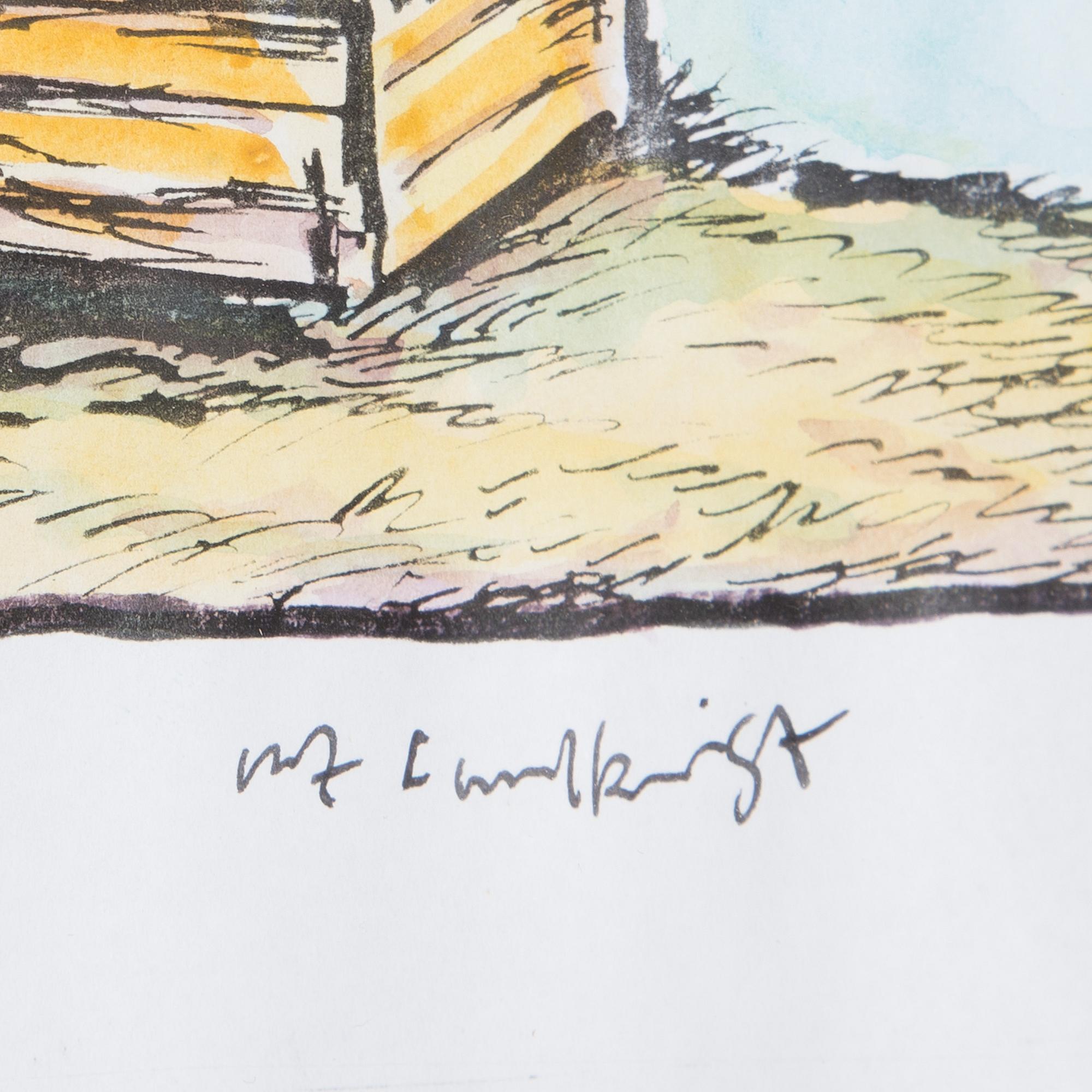 ULF LUNDKVIST, akvarell och tusch, signerad.