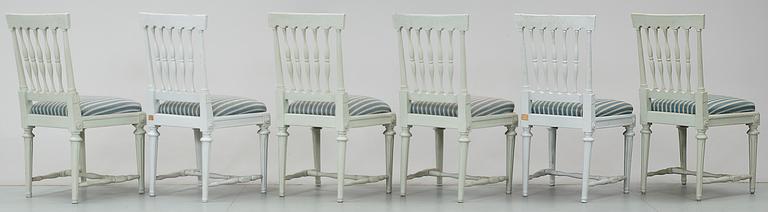 Six late Gustavian chairs by J. Lindgren.