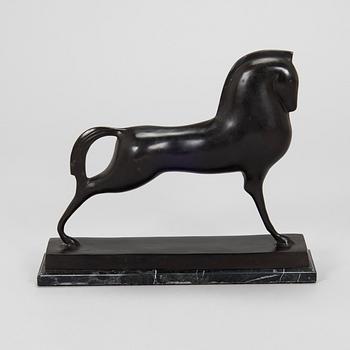an art Deco style sculpture, bronze and marble.