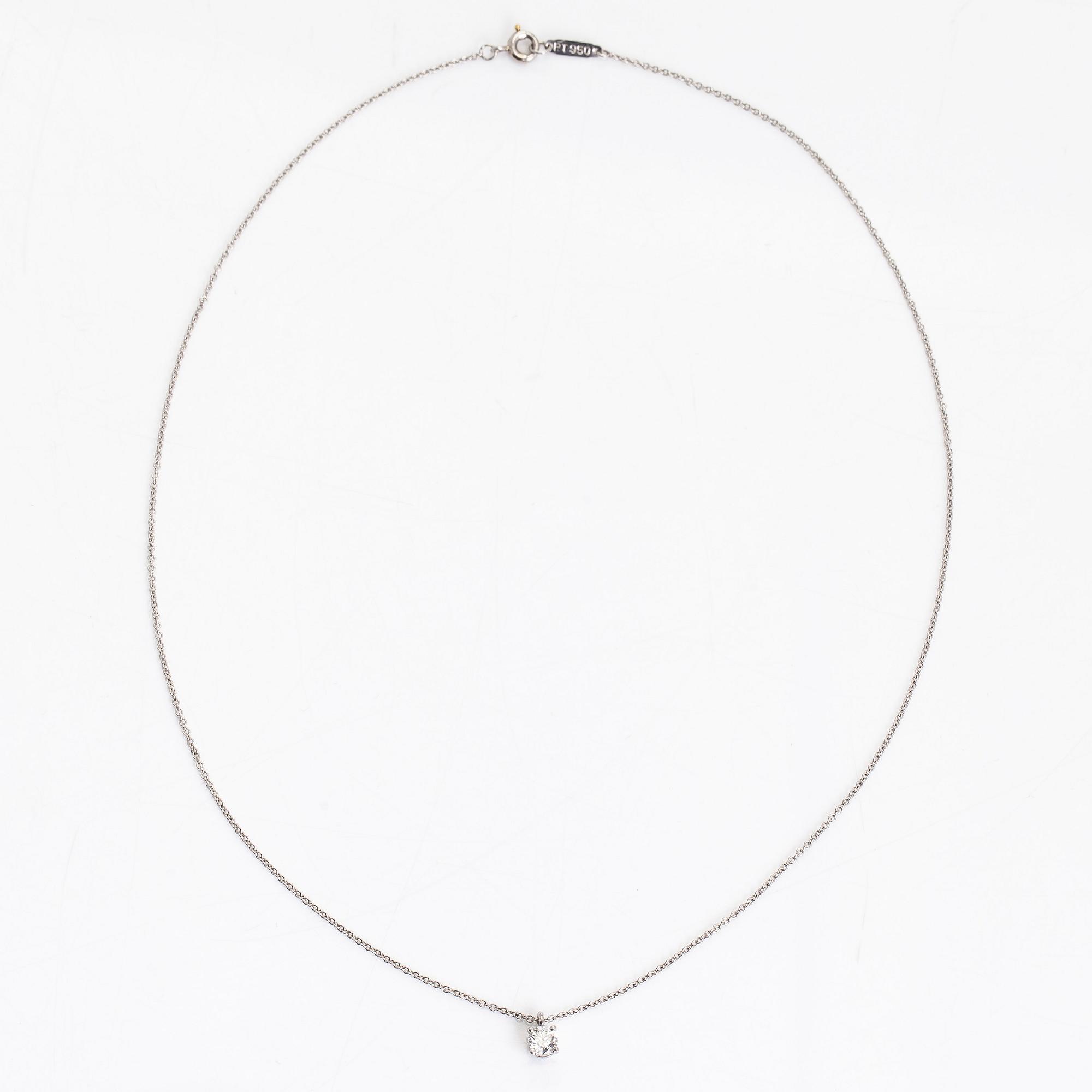 Tiffany & Co, a platinum necklace with a brilliant-cut diamond approx. 0.26 ct.