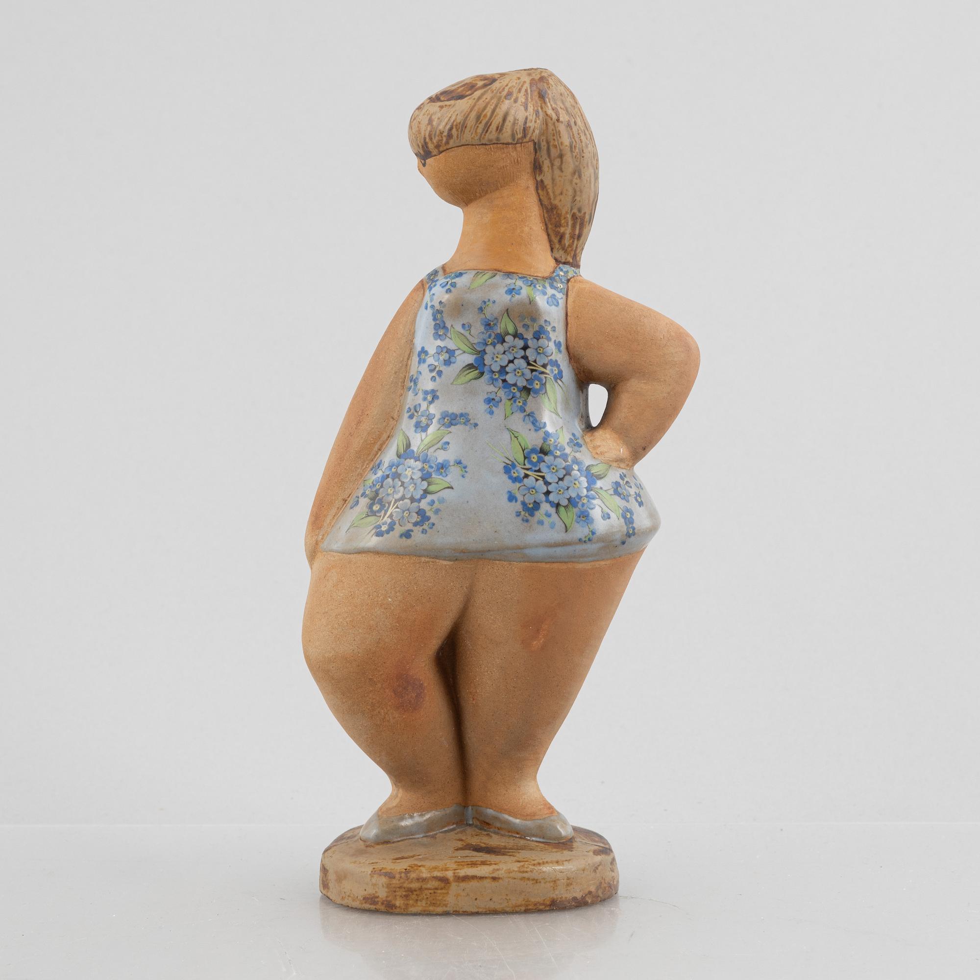 Lisa Larson, figurin, stengods, "Dora", ur serien "ABC-flickor", Gustavsberg.