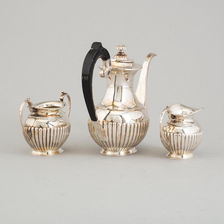 KAFFESERVIS, 3 delar, silver, 1900-tal.