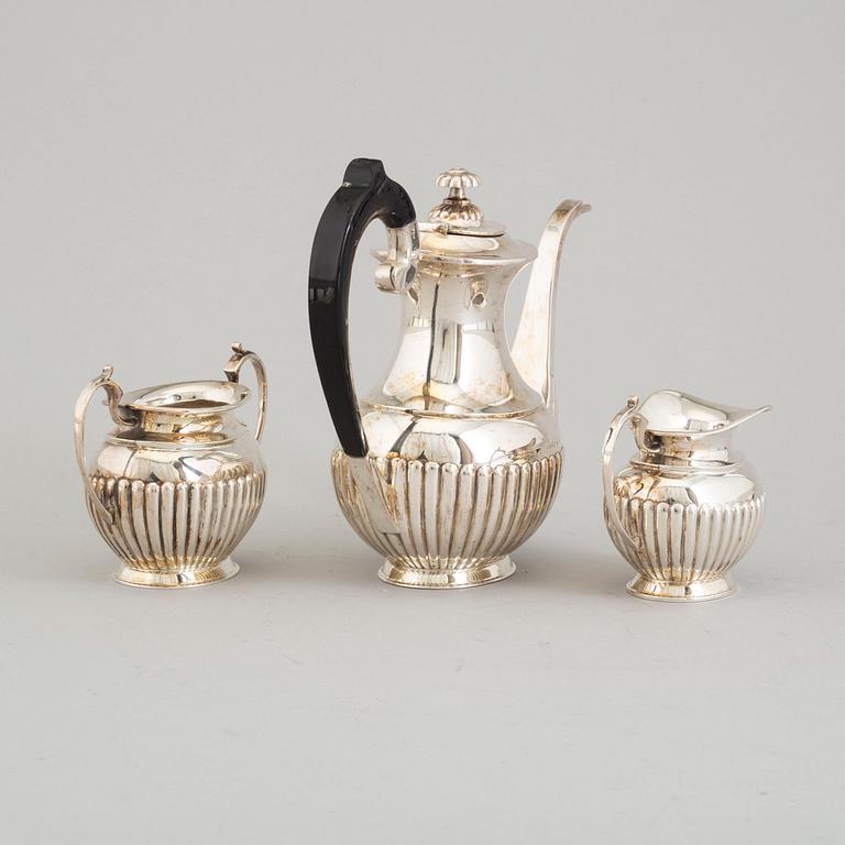 A silver three-piece coffee set, 20th Century.