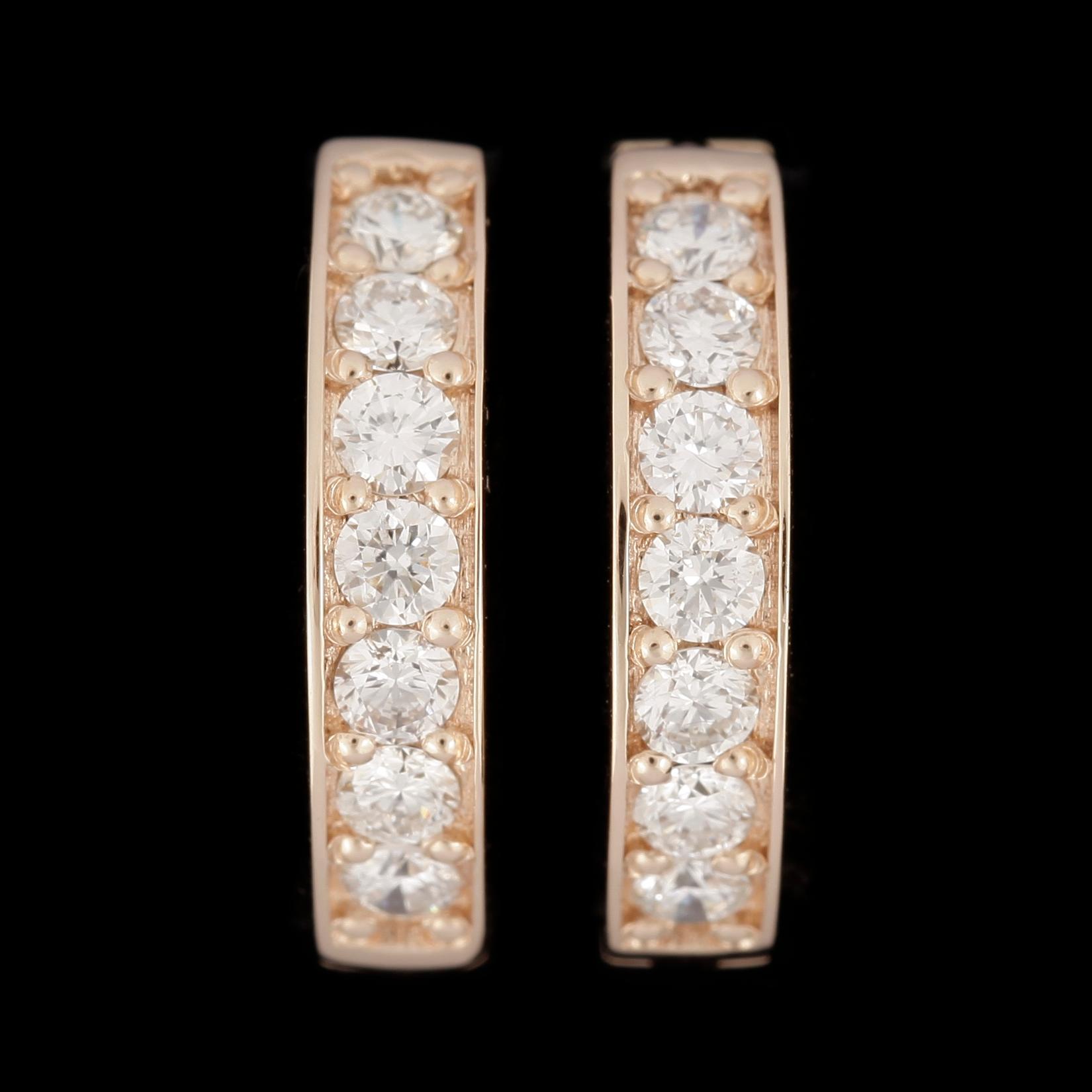 ÖRHÄNGEN, ett par, 14k roséguld med diamanter tot 0,63ct. Vikt ca 3,97 gram.