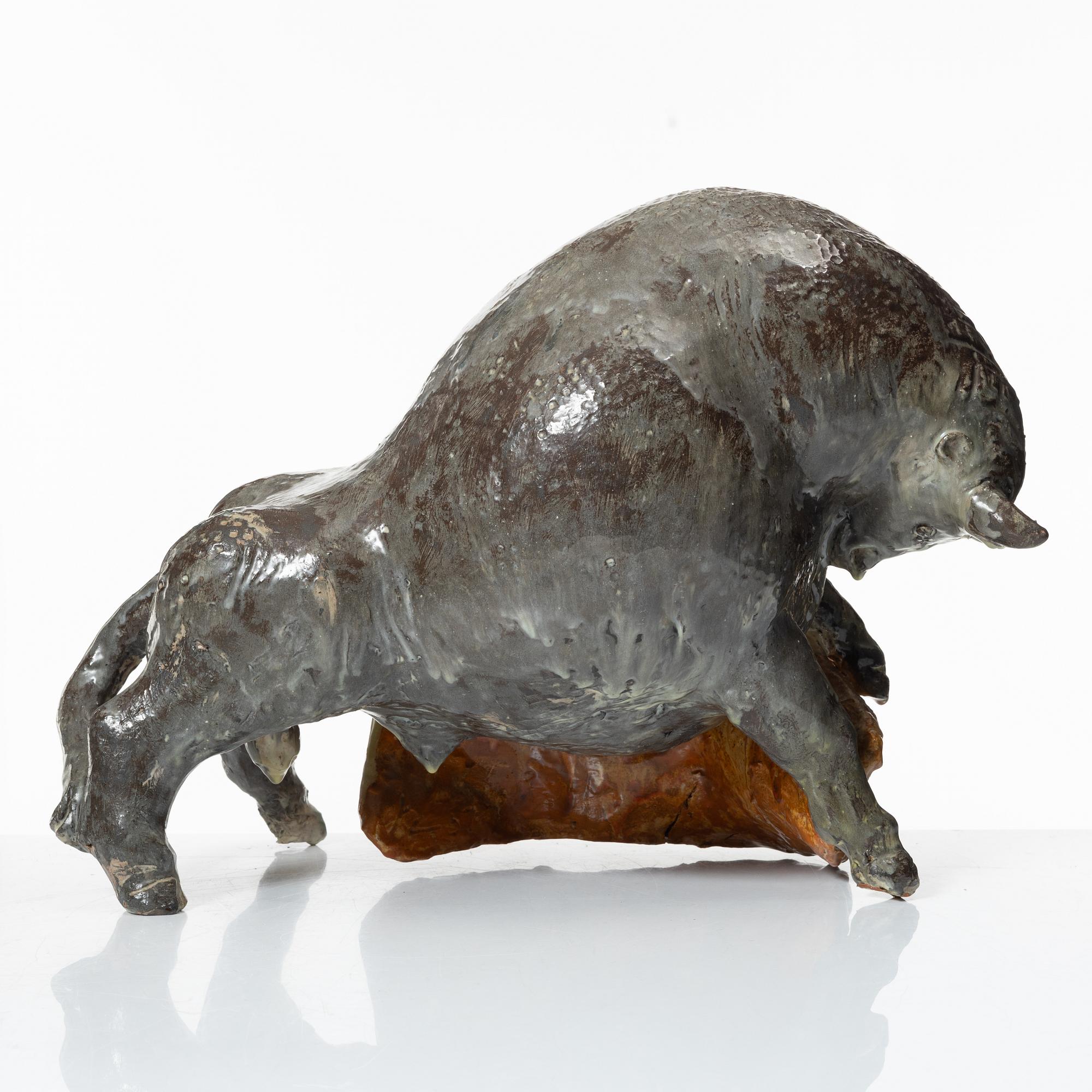 Allan Ebeling, a glazed ceramic sculpture of a bullfighter, Torshälla 1957.