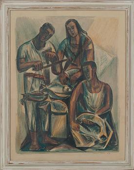 TUULIKKI PIETILÄ, färglitografi, épreuve d´artiste, sign 1954.