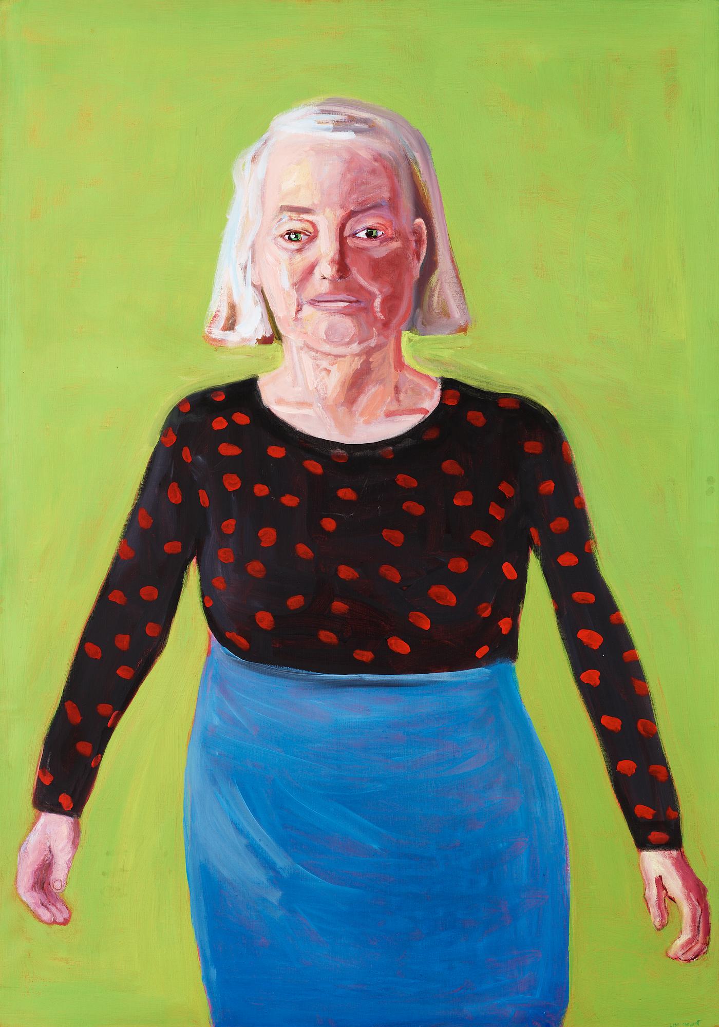 Lena Cronqvist, "Självporträtt i prickigt, grönt".