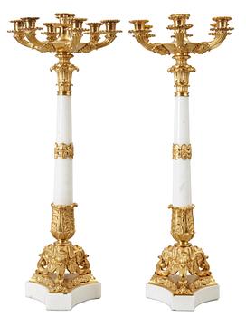 621. A pair of Empire-style circa 1900 seven-light candelabra.