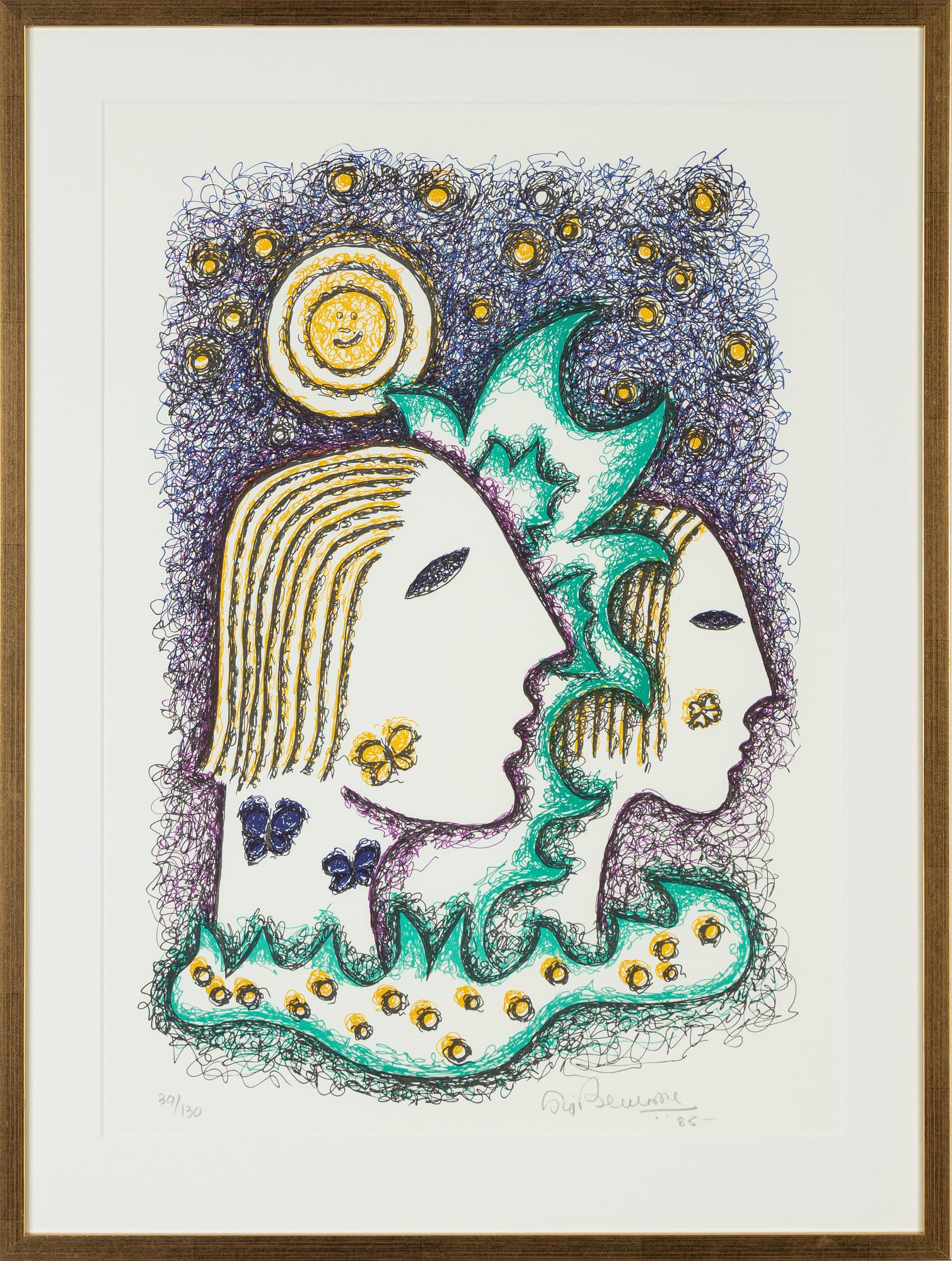 Sigvard Bernadotte, färglitografi, 1985, signerad 39/130.