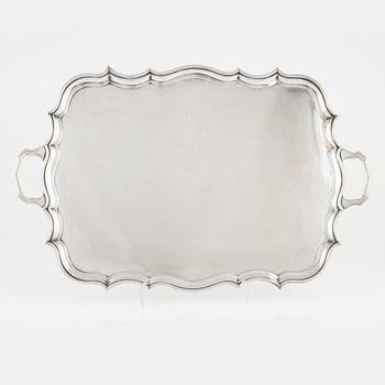 A silver plated tray, 20th Century.