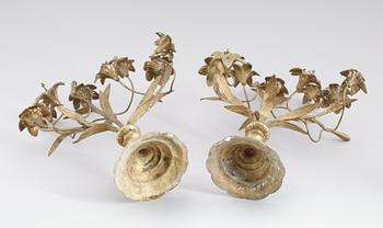 KANDELABRAR, 1 par, mässing, Frankrike, 1800-/1900-tal.