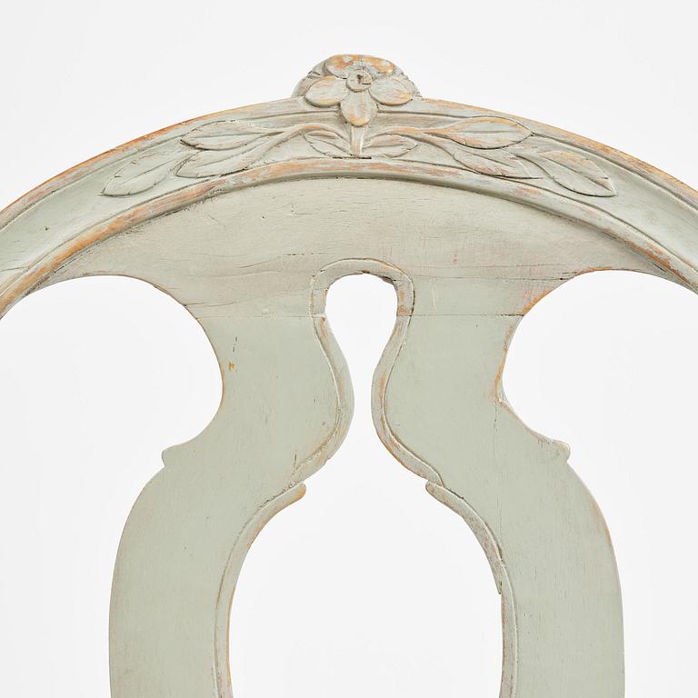 A pair of Gustavian open armchairs, Stockholm, late 18th century.