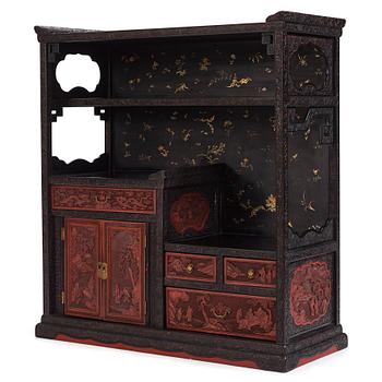 A lacquer display cabinet, late 19th Century.