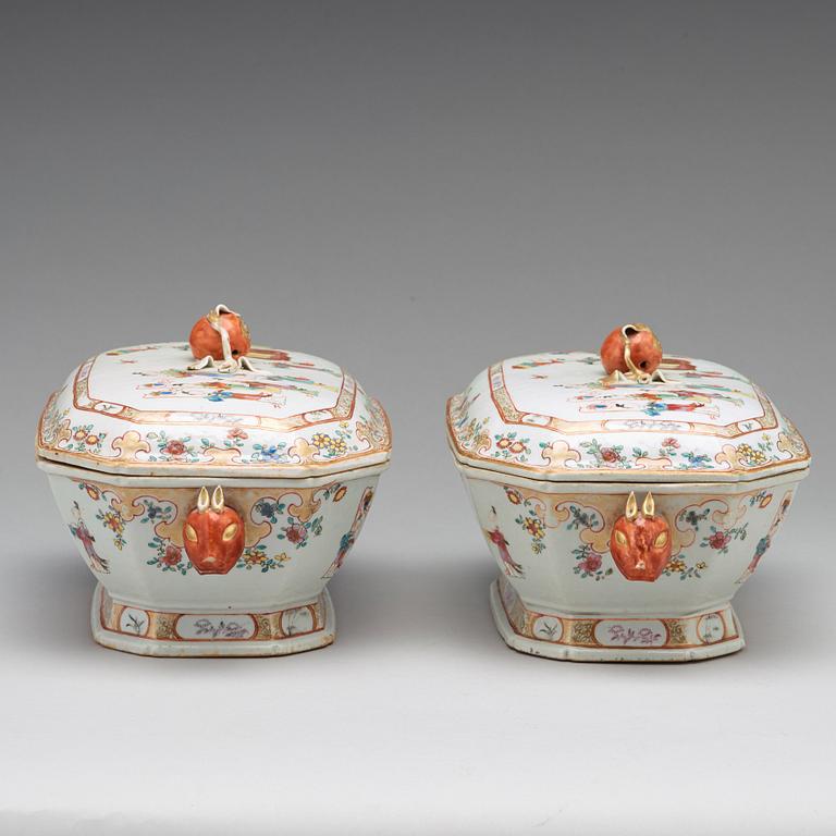 A pair of famille rose tureens with covers, Qing dynasty, Qianlong (1736-95).