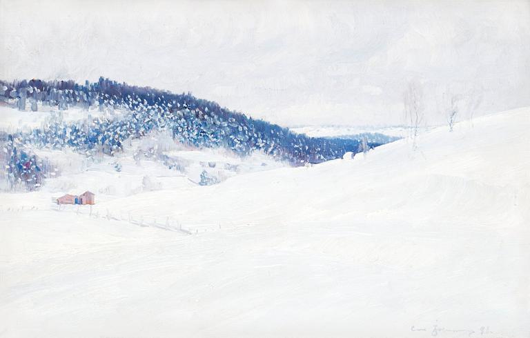 Carl Johansson, Vinterlandskap med fäbodar.