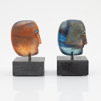 Bertil Vallien, two glass sculptures, Kosta Boda Atelier.