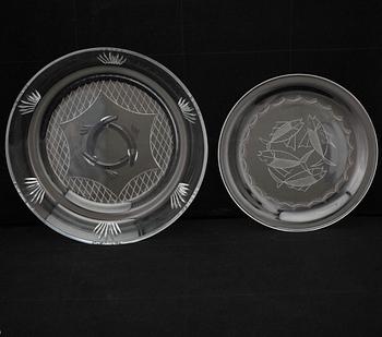 FAT, 2 st, glas, Vicke Lindstrand samt Ewald Dahlskog, signerade.