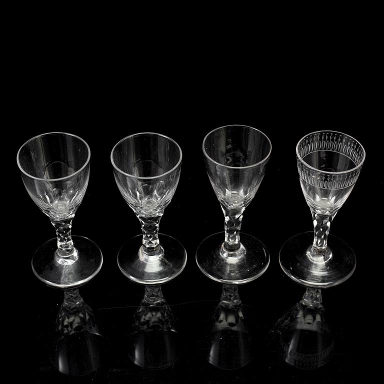 FOUR WINE GLASSES, late 18th or early 19th century.