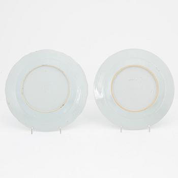 Tallrikar, 8 st (6+2), kompaniporslin, Kina, Qingdynastin, Qianlong (1736-95).