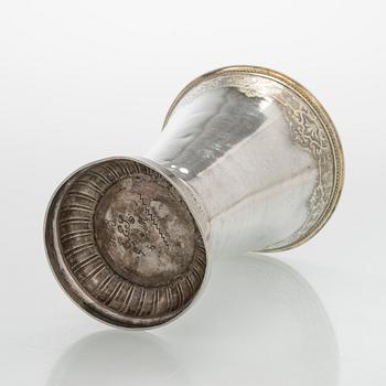 A parcel-gilt silver cup, maker's mark of Gustaf Stafhell the Elder, Stockholm 1743.