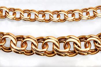 Bismarck-länk 18K guld, doserad ca 45 x 1 cm, 38,9 g.