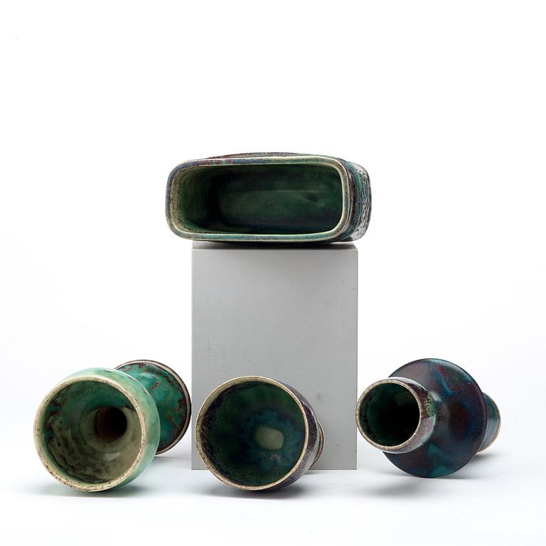 Stig Lindberg, a set of four stoneware vases, Gustavsberg studio 1971-72.