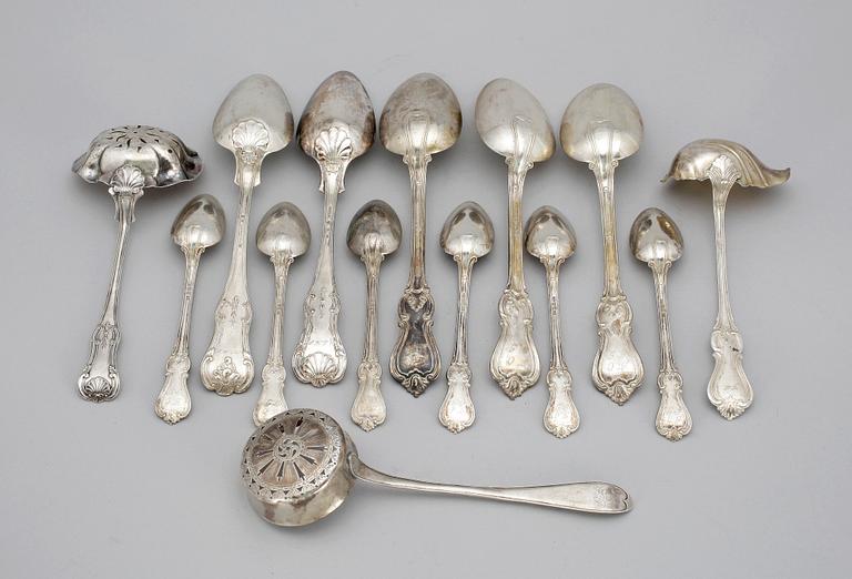 BESTICK, 14 st, silver, 1800-tal. Tot vikt ca 625 gram.