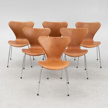 Arne Jacobsen, stolar, 6 st, "sjuan", Fritz Hansen, Danmark.