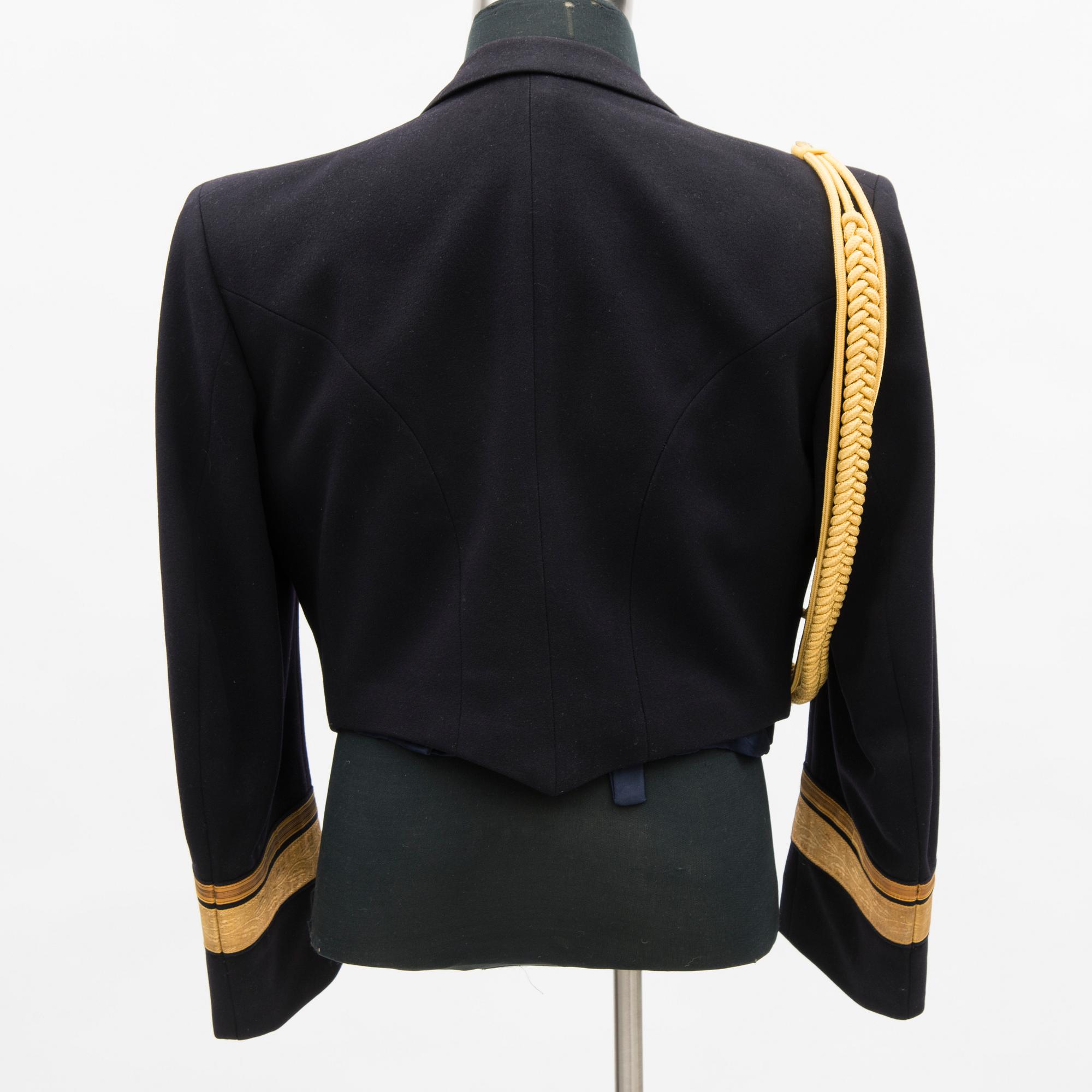 A Finnish naval officer's mess uniform and cape, second half of 20th Century.