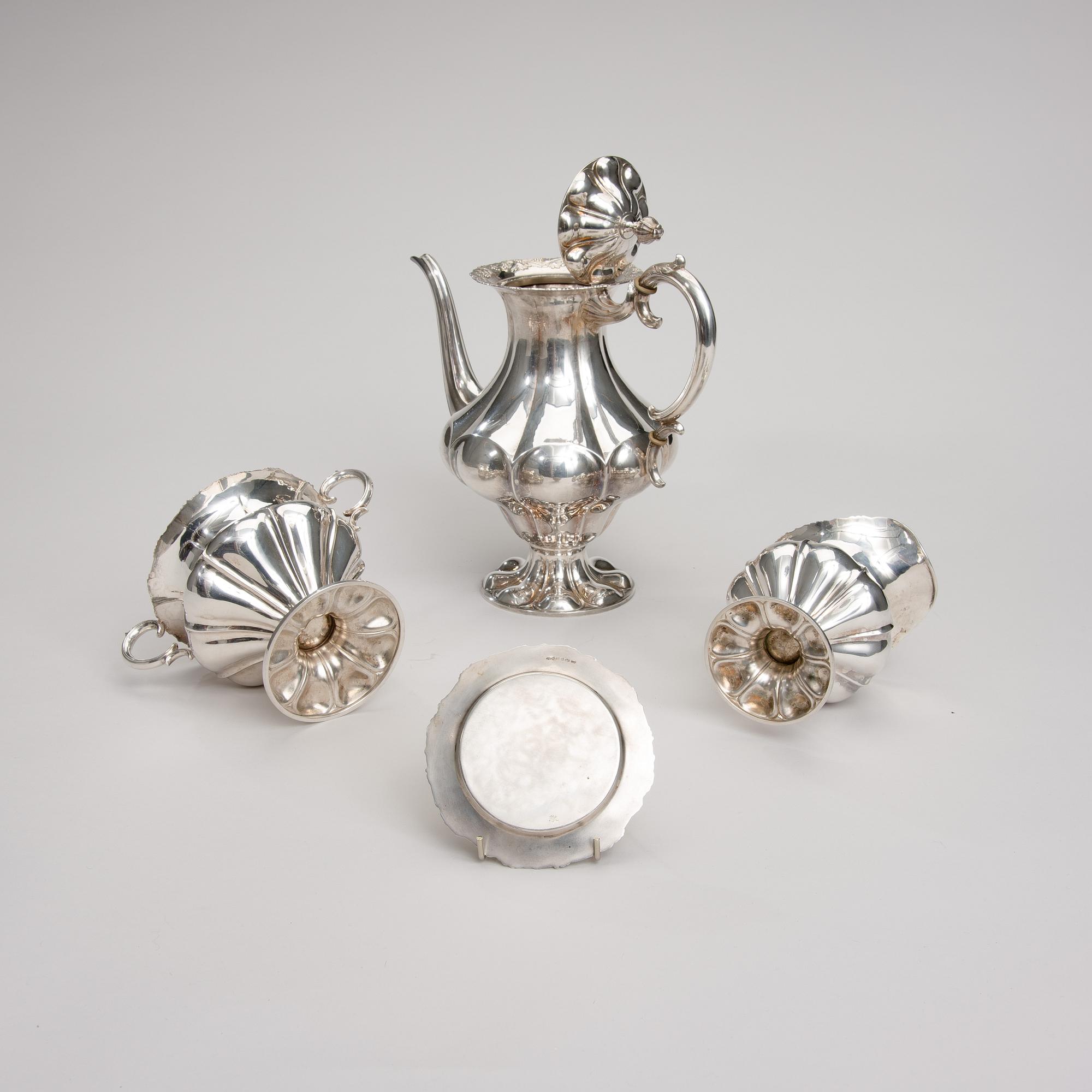 KAFFESERVIS, 4 delar, silver, Tavastehus 1931-33. Totalvikt 1590 g.