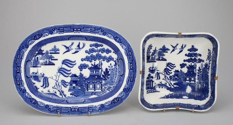 SERVIS, 25 delar, flintgods, Wedgewood, "Willow", 1800-1900-tal.