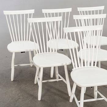 Six white 'Lilla Åland' chairs by Carl Malmsten, Stolab Sweden.