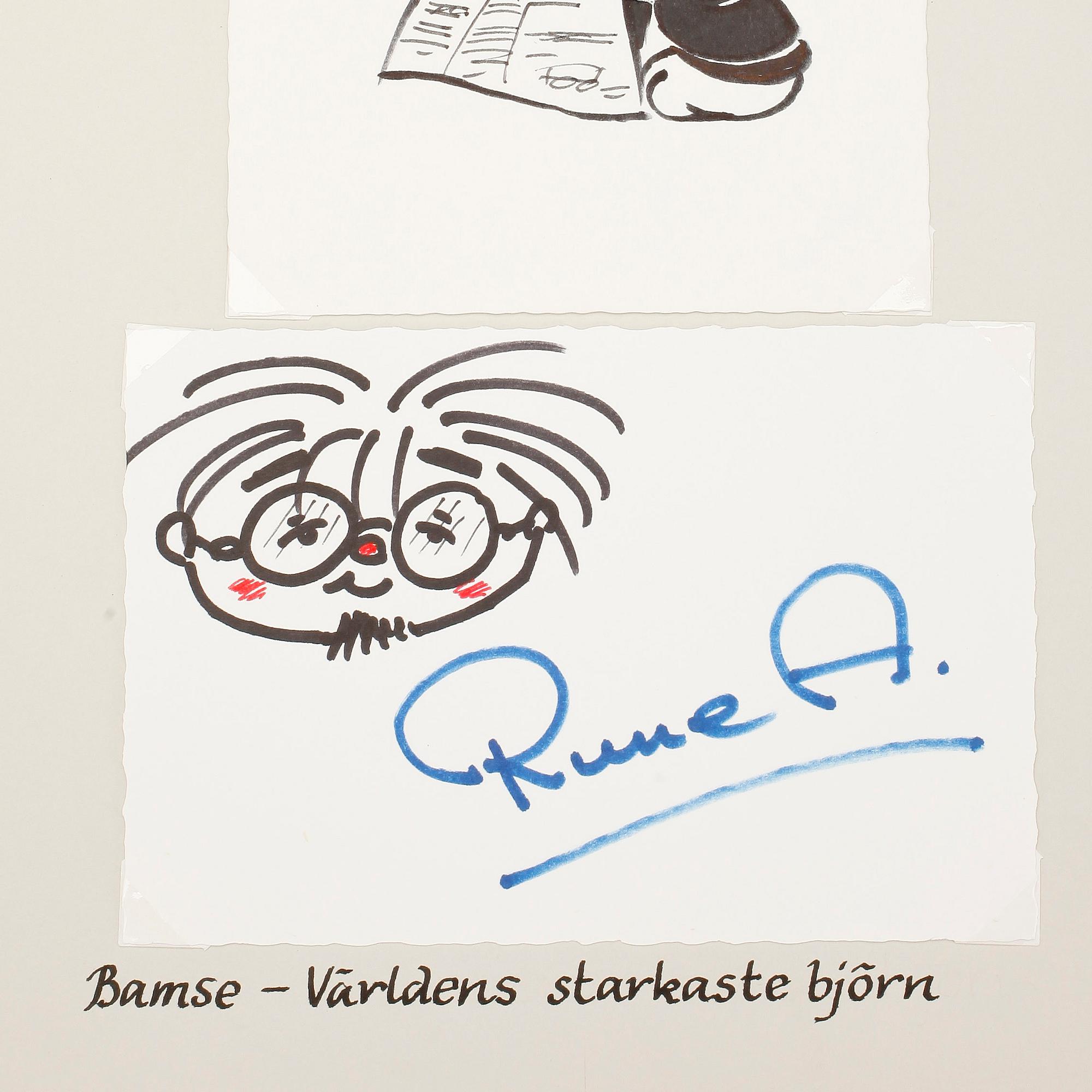 SAMLING AUTOGRAFER OCH TECKNINGAR AV SERIETECKNARE, 39 st, bla Walt Disney, Johnny Hart, Hank Ketcham, egenhändiga.