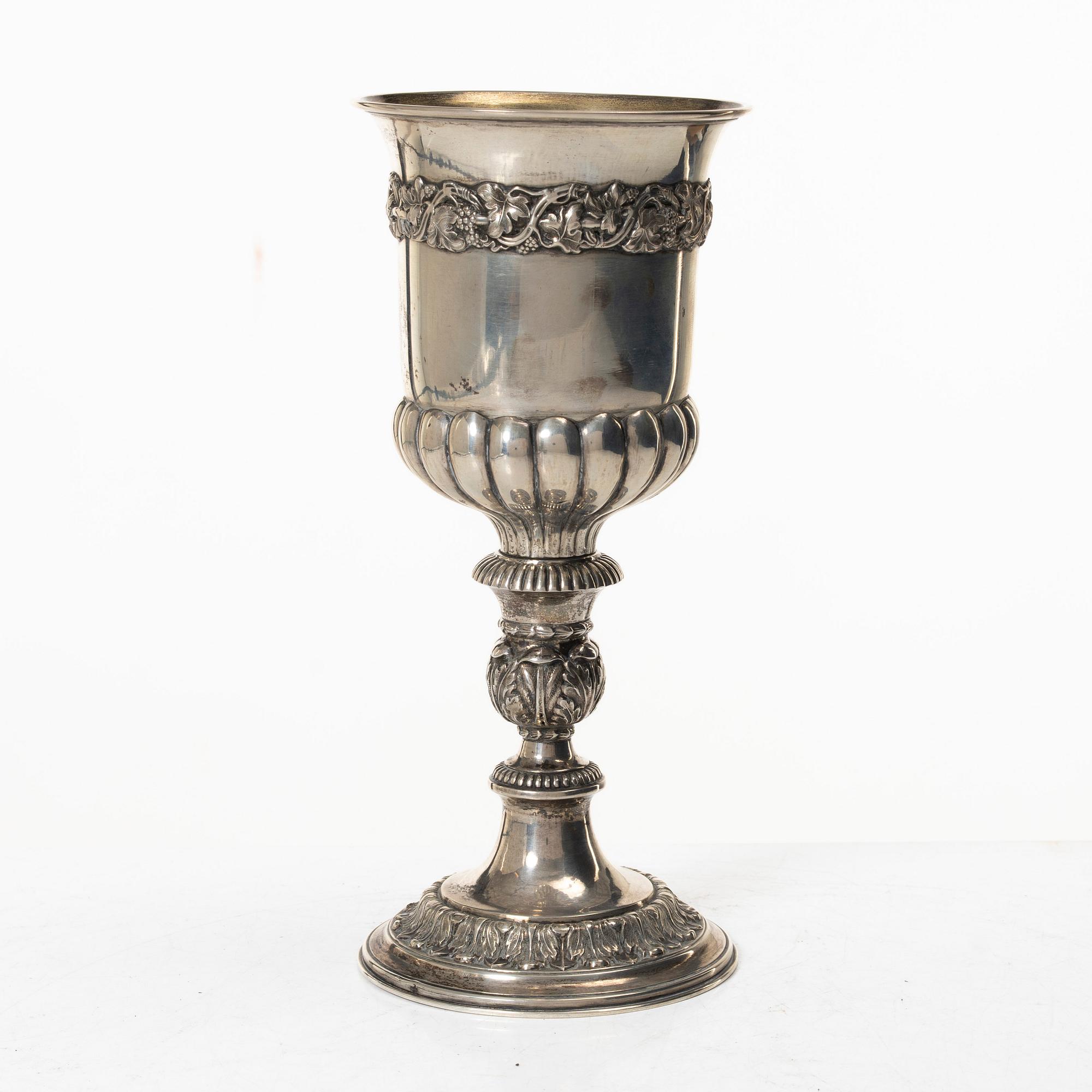 Cup and pipe, silver, one with mark of Claes Christian Carlén, Borås 1854.