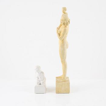 Olof Ahlberg. Two sculptures, plaster, signed.