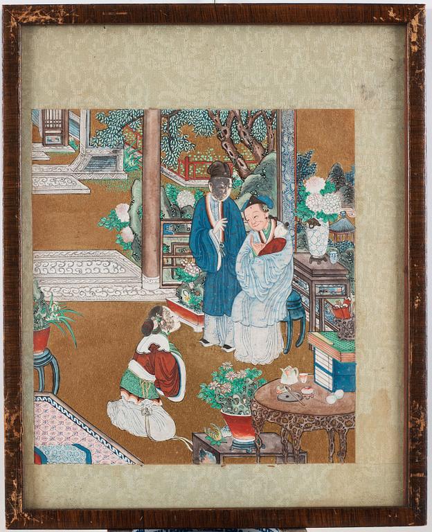 A set of nine Chinese watercolours by unknown artist, 19th Century.