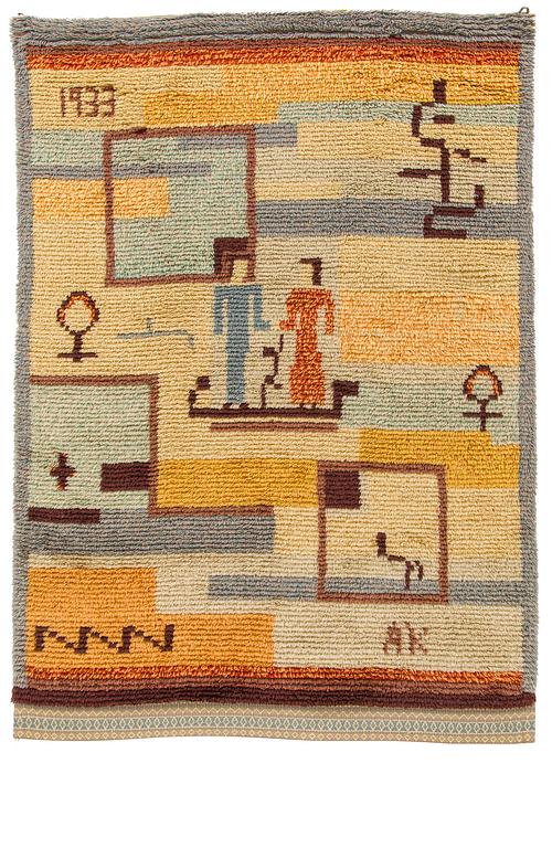 A finnish long pile rya rug, circa 135 x 100 cm.