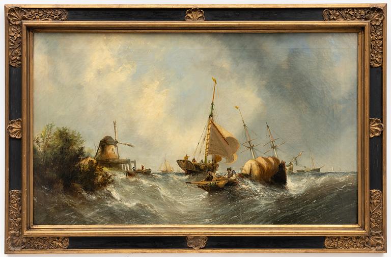 William Calcott Knell, attributed, Boats by the Coast.