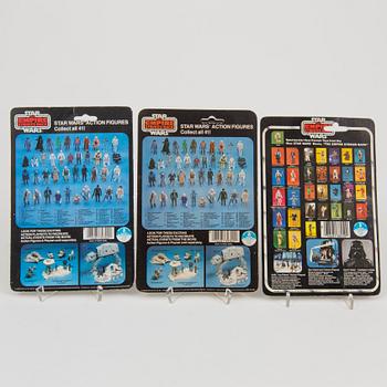 A lot of three vintage Star Wars figures in Empire Strikes Back packaging Kenner 1980s.