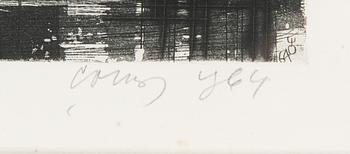 Evald Okas, etsning och akvatint, signerad och daterad 1964.