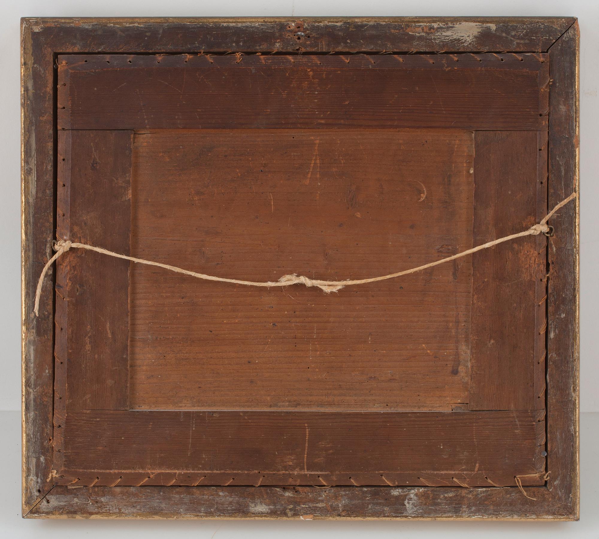 BRODERAD TAVLA. Sverige omkring 1800. 27,5 x 32,5 cm, med samtida ram 38 x 42,5 cm.