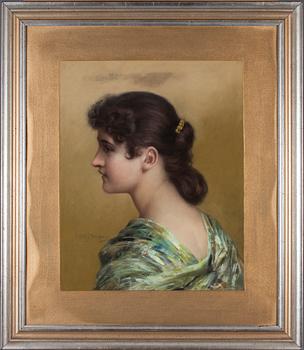 JAMES WELLS CHAMPNEY, pastell på duk, uppfodrad på pannå, signerad.