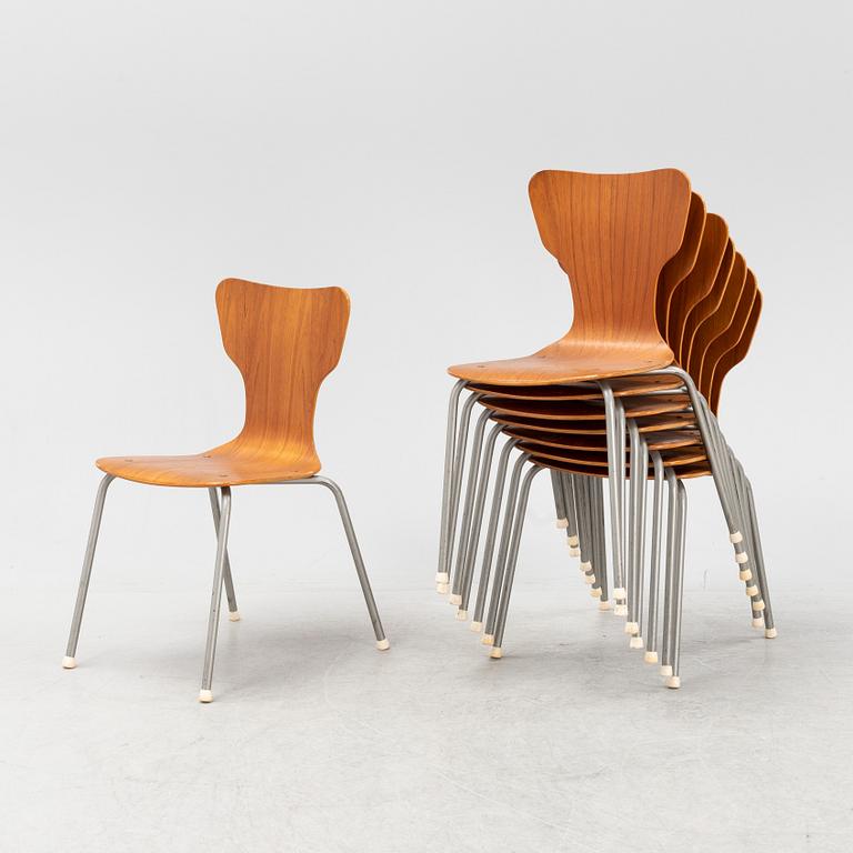 A set of eight teak chairs, mid 20th Century.