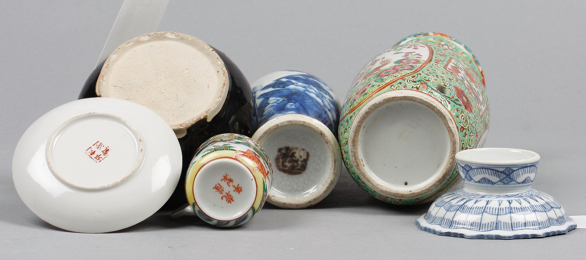 PARTI KERAMIK, 5 delar, Kina, 1800-1900-tal.