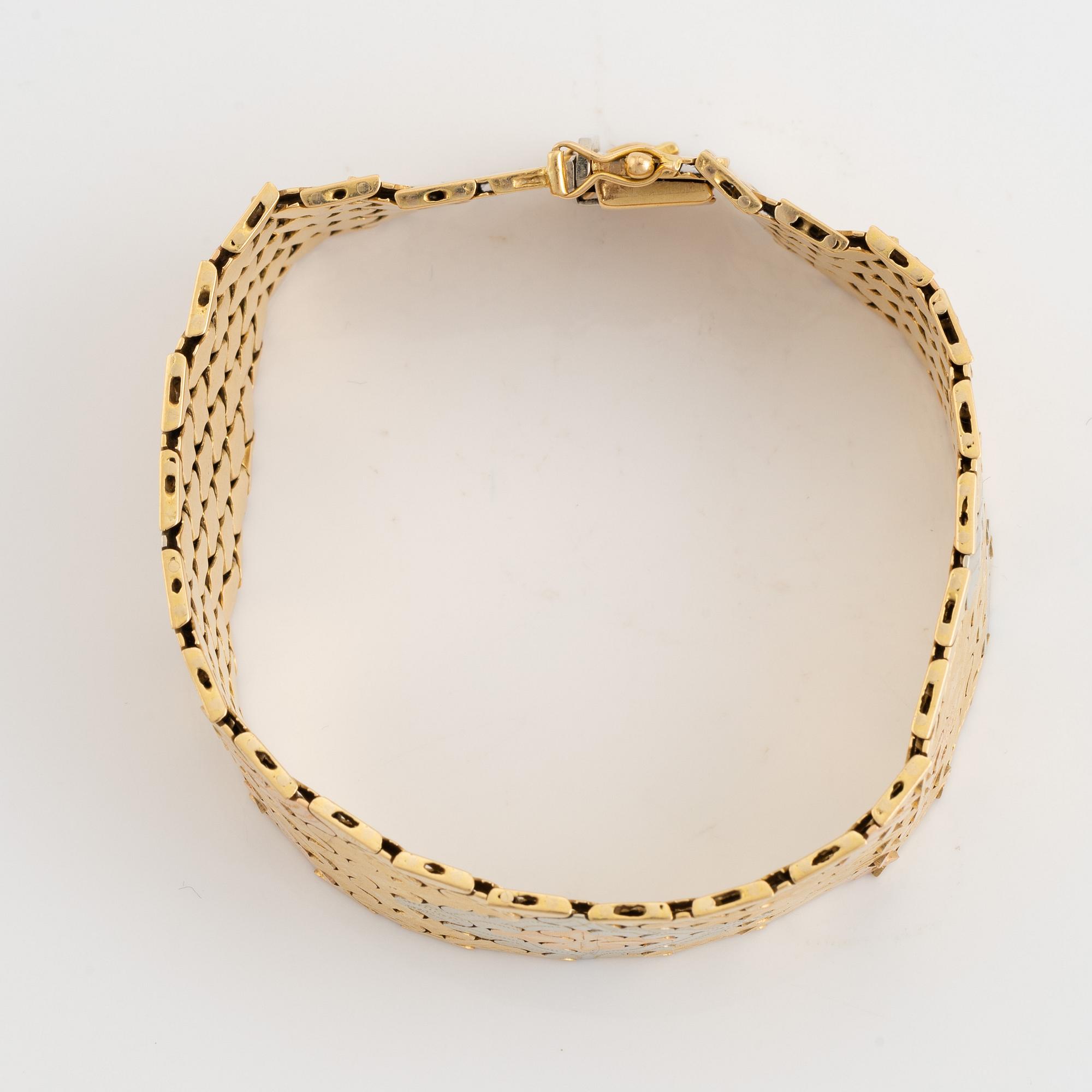 18K three colour gold bracelet, Vicenza, Italy.